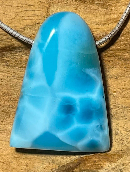Larimar Trommelstein Edelstein Schmuck Ketten Anhänger - A Qualität #7028