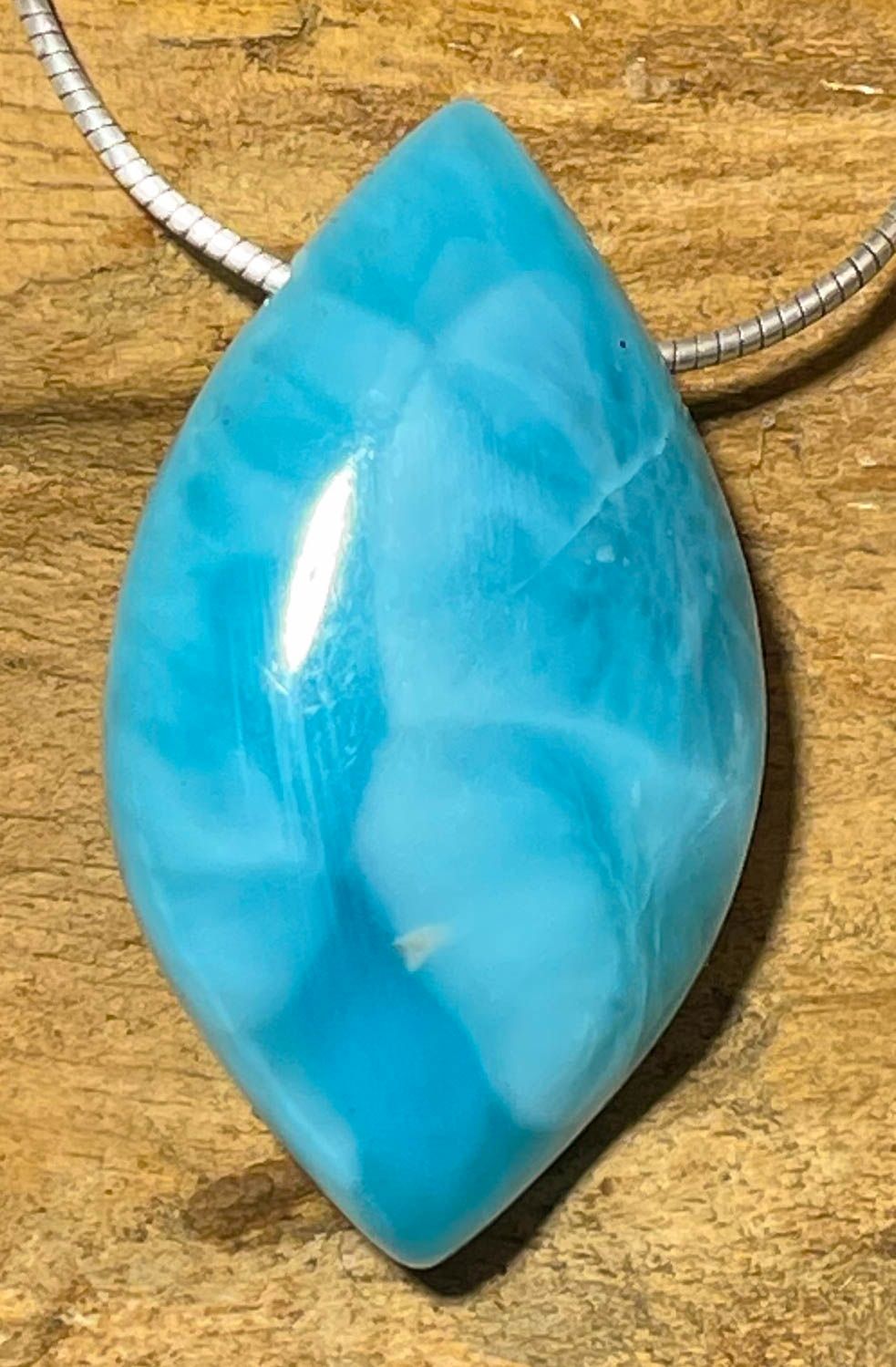 Larimar Trommelstein Schmuck Anhänger Atlantisstein - Edelstein A Qualität #6653