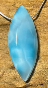 Colgante de joya de piedra rodada de larimar, piedra atlántica - Gema de calidad A #6652