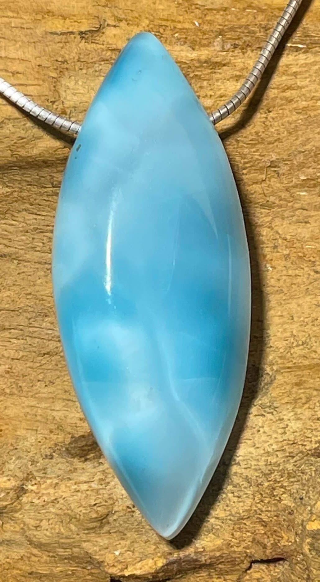 Larimar Trommelstein Schmuck Anhänger Atlantisstein - Edelstein A Qualität #6652
