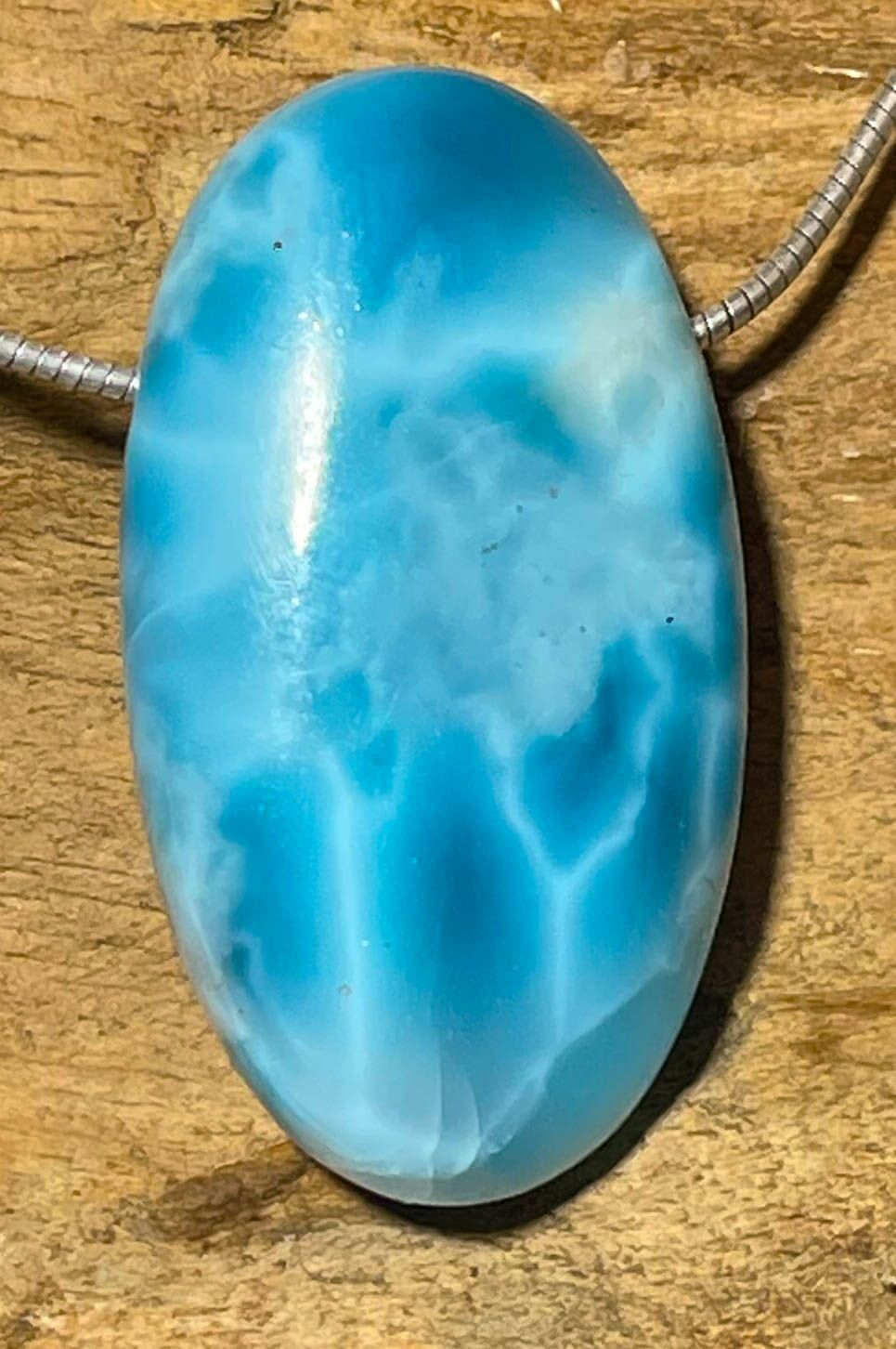 Larimar Trommelstein Schmuck Anhänger Atlantisstein - Edelstein A Qualität #6872