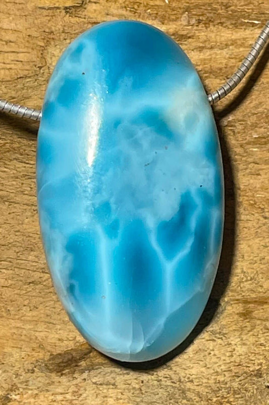 Larimar Trommelstein Schmuck Anhänger Atlantisstein - Edelstein A Qualität #6872