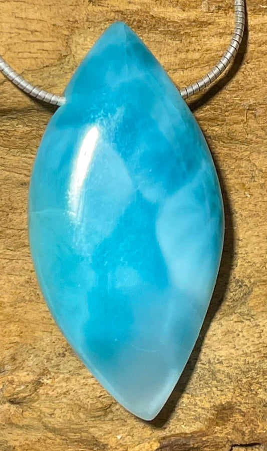 Larimar Trommelstein Schmuck Anhänger Atlantisstein - Edelstein A Qualität #6874
