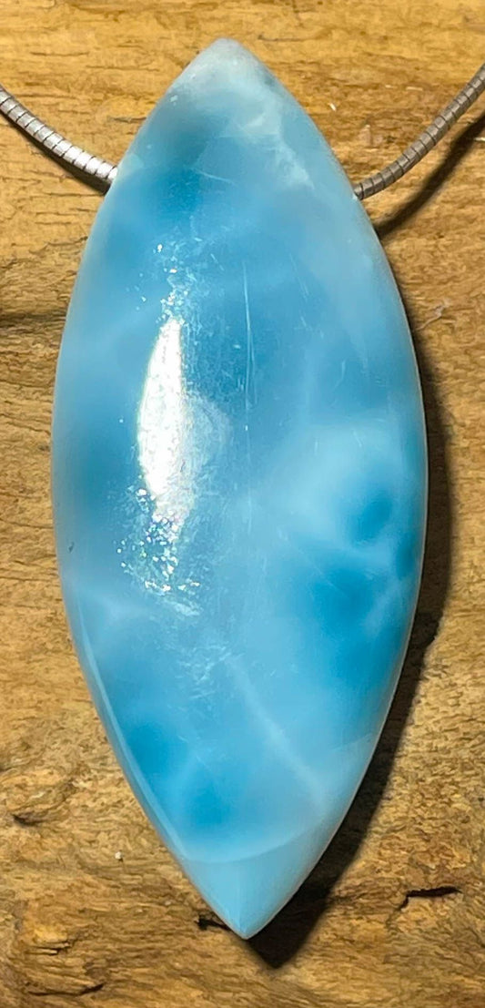 Larimar Trommelstein Edelstein Ketten Anhänger - Schmuck A Qualität #5354