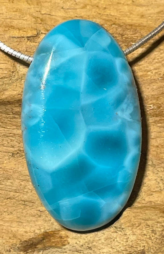 Larimar Trommelstein Schmuck Ketten Anhänger Atlantisstein - Edelstein A Qualität #6871