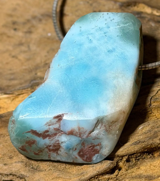 Larimar Rohstein Trommelstein Ketten Anhänger Atlantisstein - Edelstein Schmuck - A Qualität #6966 - seelensteinchen