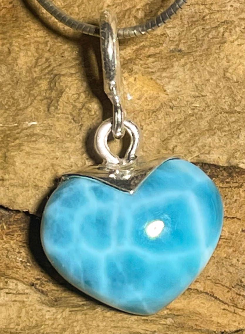 Herz Anhänger mit Larimar - Atlantisstein - Edelstein - Silberanhänger - A Qualität - 925er Silber Schmuck #6702
