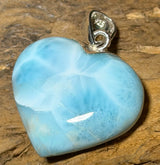 Herz Anhänger mit Larimar - Atlantisstein - Edelstein - Silberanhänger - A Qualität - 925er Silber Schmuck #6686