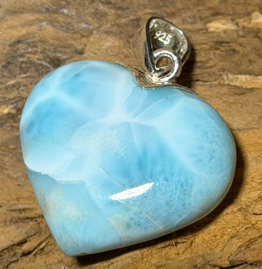 Herz Anhänger mit Larimar - Atlantisstein - Edelstein - Silberanhänger - A Qualität - 925er Silber Schmuck #6686