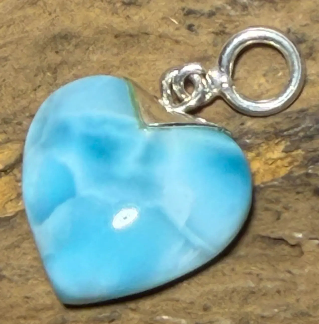 Herz Anhänger mit Larimar - Atlantisstein - Edelstein - Silberanhänger - A Qualität - 925er Silber Schmuck #6685