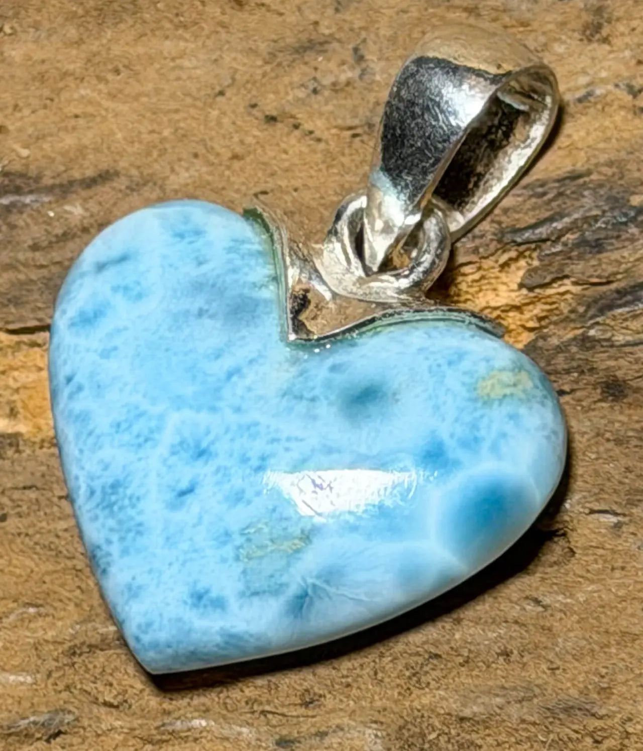 Herz Anhänger mit Larimar - Atlantisstein - Edelstein - Silberanhänger - A Qualität - 925er Silber Schmuck #6683