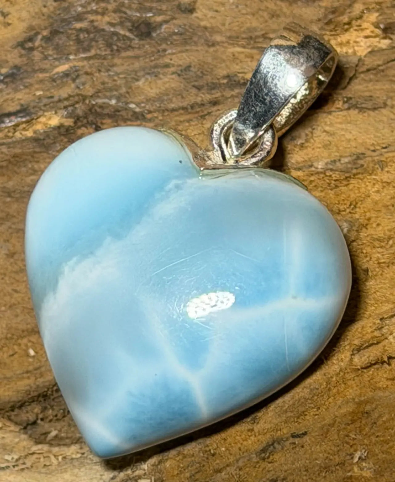 Herz Anhänger mit Larimar - Atlantisstein - Edelstein - Silberanhänger - A Qualität - 925er Silber Schmuck #7179