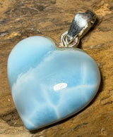 Herz Anhänger mit Larimar - Atlantisstein - Edelstein - Silberanhänger - A Qualität - 925er Silber Schmuck #7179