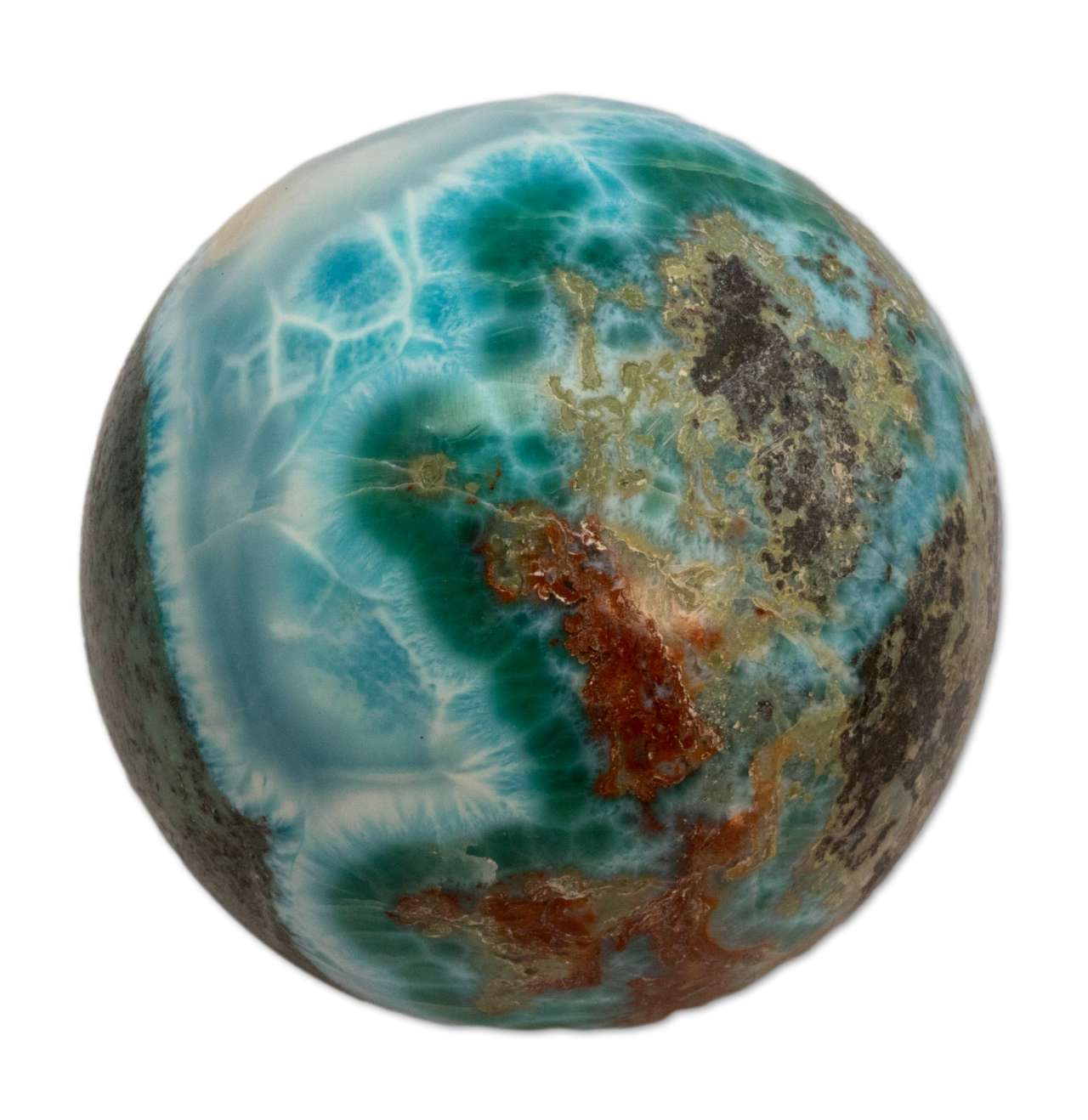 XXL Larimar Kugel - Durchmesser 82mm - 800g - Trommelstein Edelstein - A Qualität #6477