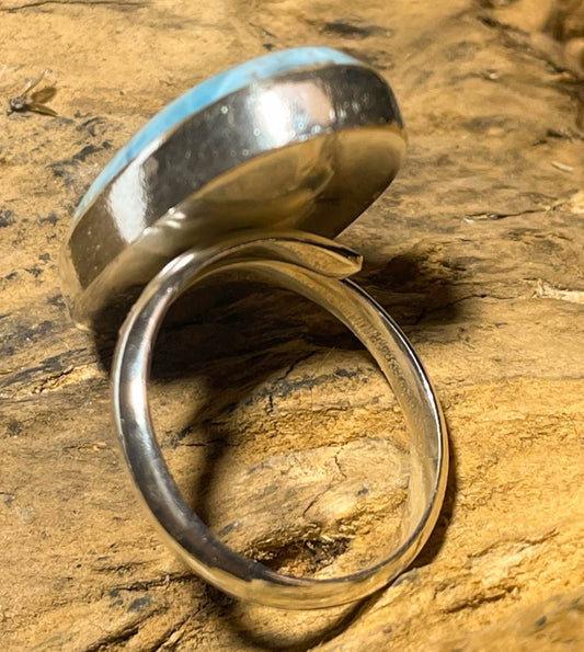 Larimar Ring aus 925er Silber - Silberring - Größe variabel - #5242
