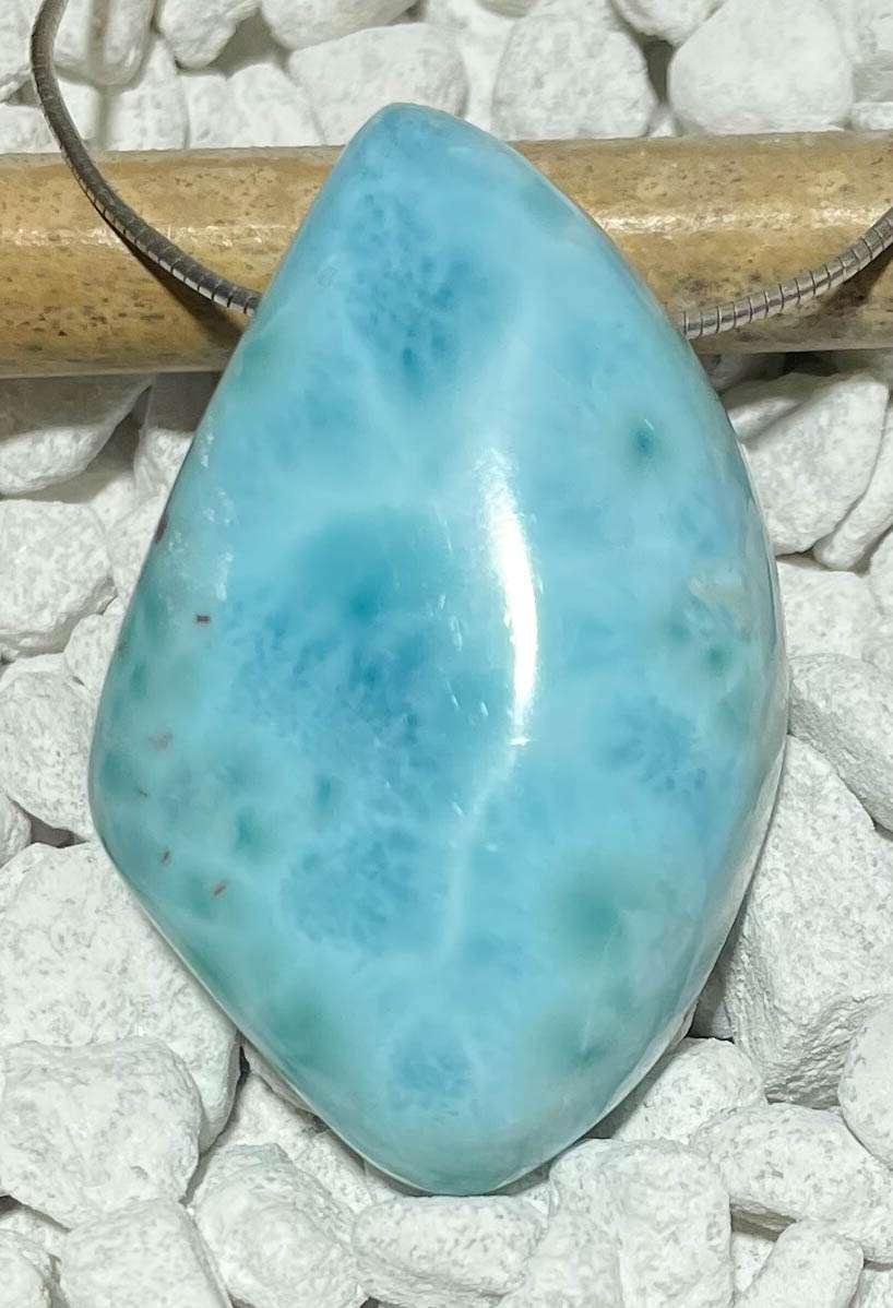 Larimar Trommelstein Ketten Anhänger Atlantisstein - Edelstein Schmuck - Sonderqualität #6710