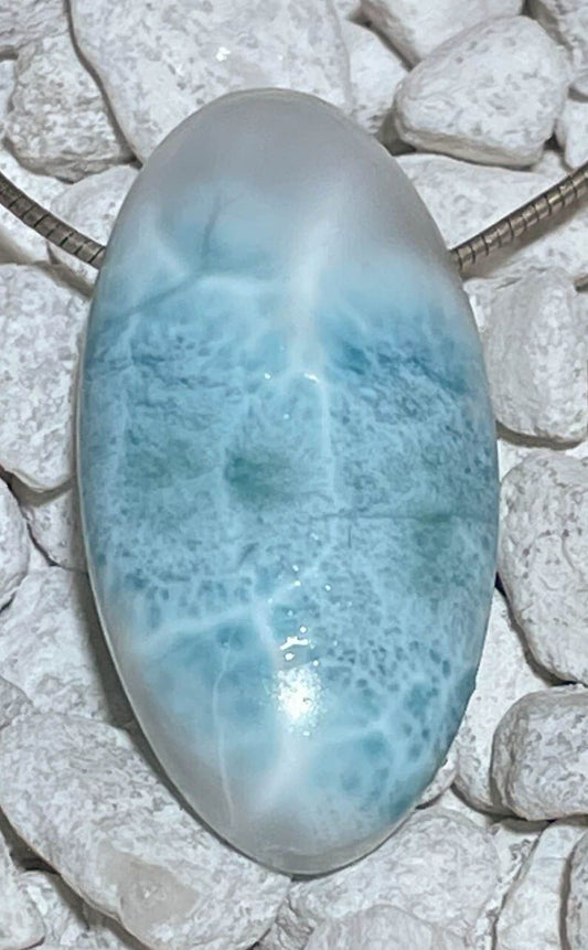 Larimar Trommelstein Schmuck Ketten Anhänger Atlantisstein - Edelstein A Qualität #5069