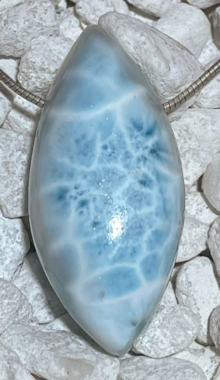 Larimar Trommelstein Schmuck Anhänger Atlantisstein - Edelstein A Qualität #6639