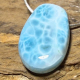 Larimar Trommelstein Edelstein Schmuck Ketten Anhänger - A Qualität #7015