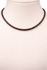 Cordón de cuero trenzado marrón / marrón oscuro - 3mm x 45cm - Joyas - Collar #2104