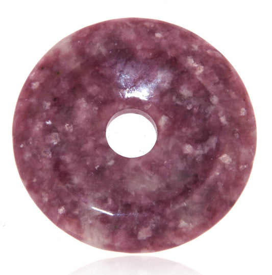 Lepidolith Donut - PI Scheibe - Edelstein Schmuck Ketten Anhänger 50mm - A Qualität #5458