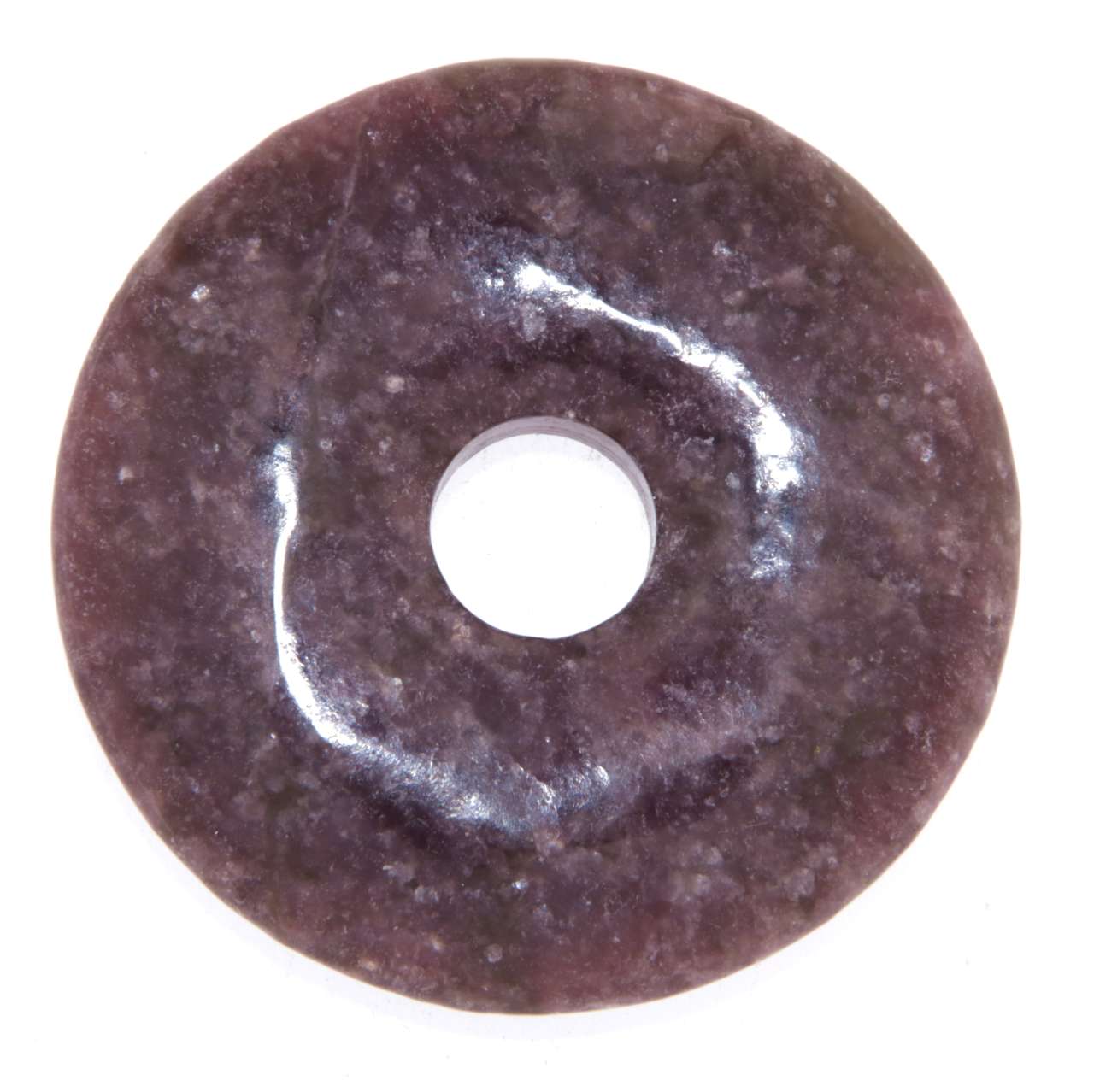 Lepidolith Donut - PI Scheibe - Edelstein Schmuck Ketten Anhänger 40mm - A Qualität #6376