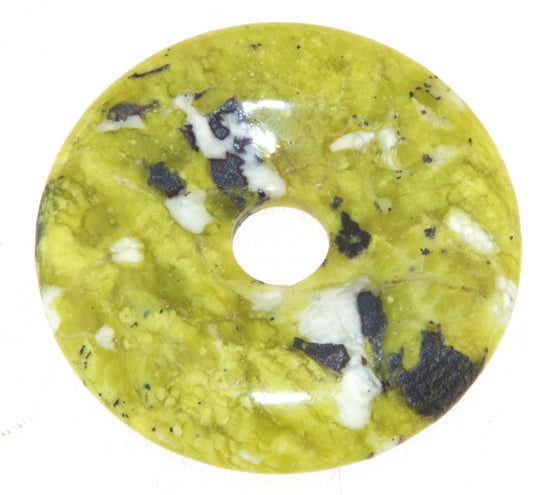 Lizardit - Norwegische Jade Donut - PI Scheibe - Edelstein Schmuck Ketten Anhänger 40mm - A Qualität #6559