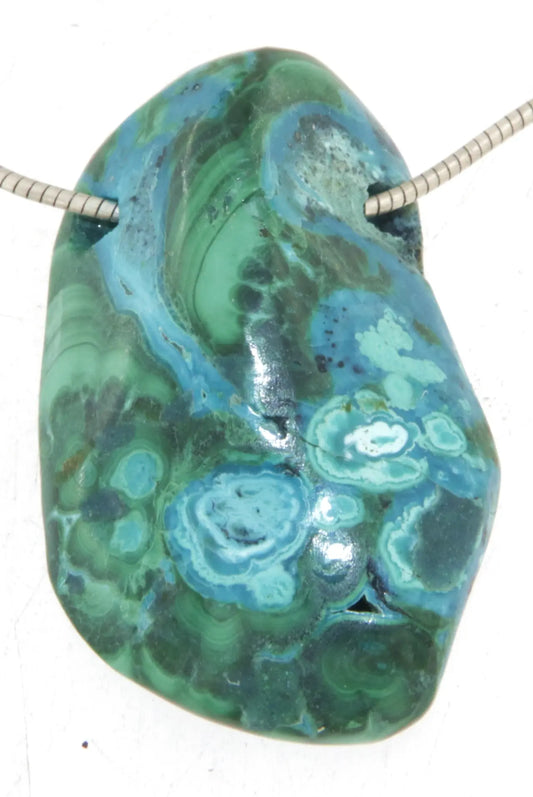 Malachit - Chrysokoll Edelstein Trommelstein Schmuck Anhänger - A Qualität #7260