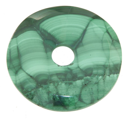 Malachit Donut - PI Scheibe - Edelstein Schmuck Ketten Anhänger 40mm - A Qualität #6328