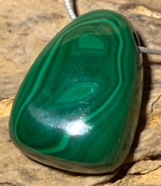 Malachit Trommelstein Edelstein Schmuck Ketten Anhänger - A Qualität #0066