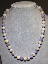 Mexiko Opal Kette 47 cm – 10 mm Edelsteinperlen & 925er Silber #8112