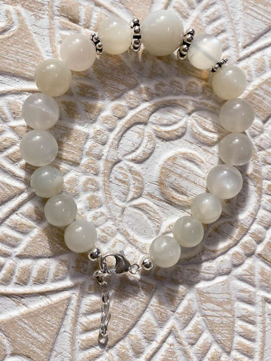 Mondstein - Edelstein Armband - Edelsteinarmband - 925er Silber Schmuck - A Qualität - #5772