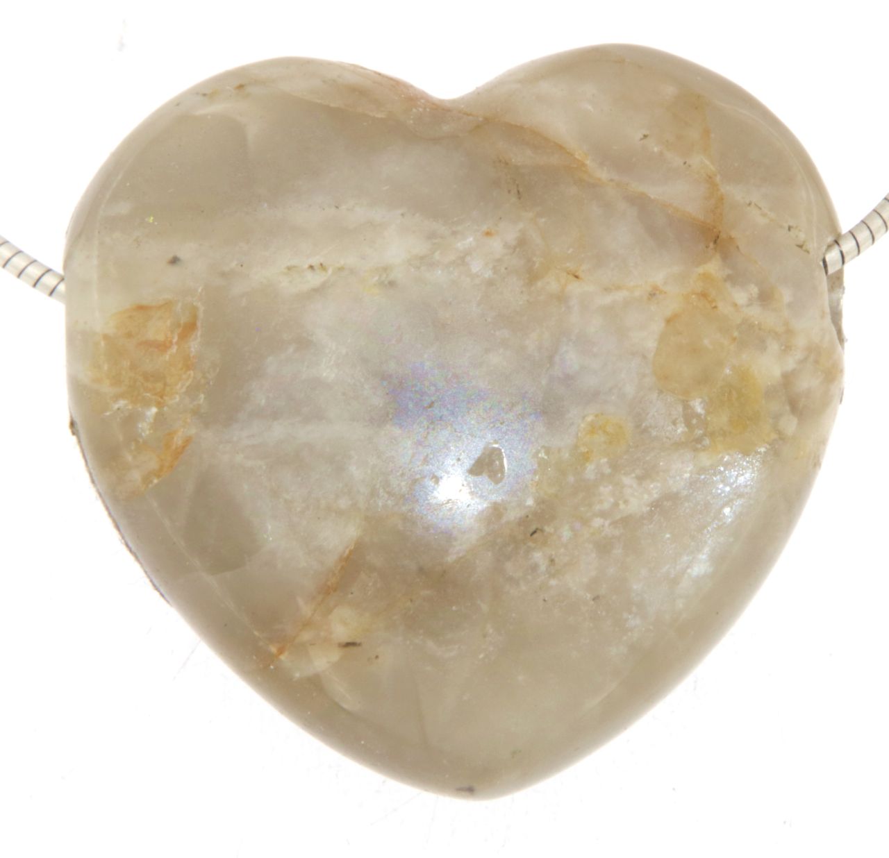 Mondstein Herz Trommelstein Edelstein Schmuck Ketten Anhänger - A Qualität #7091