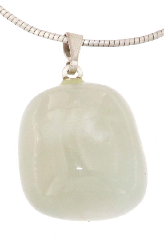 Mondstein Trommelstein Edelstein Schmuck Ketten Anhänger mit 925er Silber Öse - A Qualität #7147
