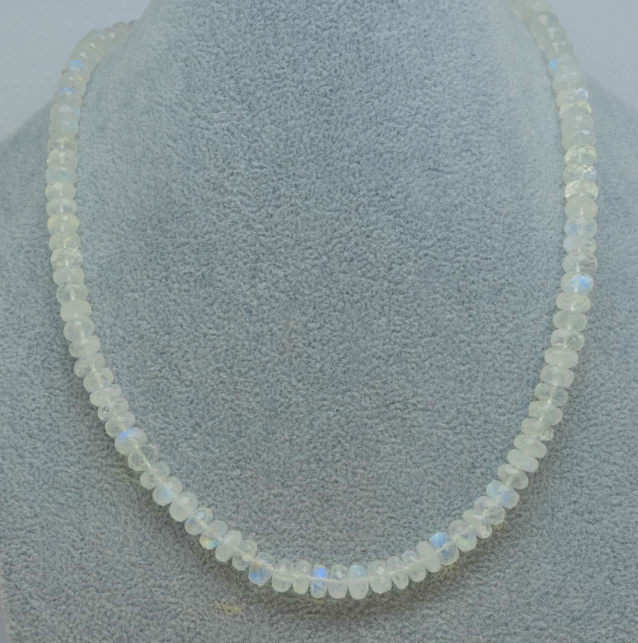 Mondstein - weißer Labradorit - Regenbogenmondstein - Edelstein Kette - Collier - Edelsteinkette - 925er Silber #6134