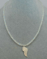 Mondstein Engelsflügel - weißer Labradorit - Regenbogenmondstein - Collier - Edelsteinkette - 925er Silber #6135