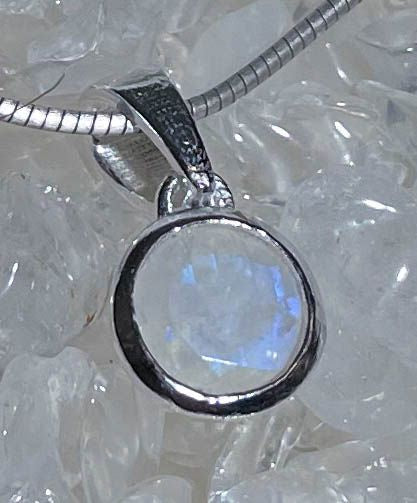 Regenbogenmondstein Edelstein Schmuck Ketten Anhänger - weißer Labradorit - A Qualität - 925er Silber #7095