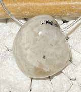 Moonstone - Rainbow Moonstone - White Labradorite Tumbled Stone Jewelry Chain Pendant - A Quality #5192