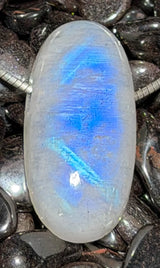 Mondstein - Regenbogenmondstein - weißer Labradorit Trommelstein Schmuck Ketten Anhänger - A Qualität #7139