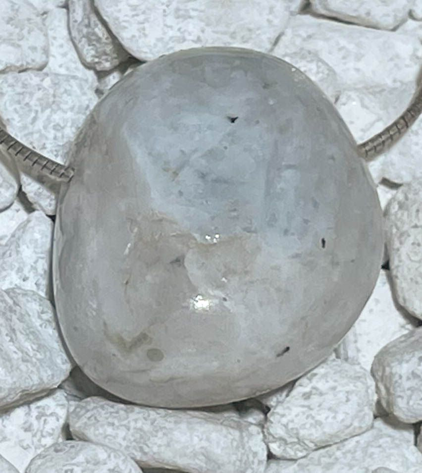 Mondstein - Regenbogenmondstein - weißer Labradorit Trommelstein Edelstein Schmuck Ketten Anhänger - A Qualität #6021