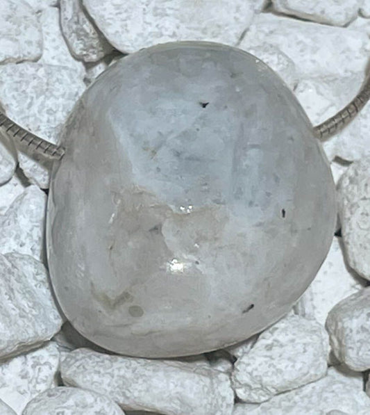 Mondstein - Regenbogenmondstein - weißer Labradorit Trommelstein Edelstein Schmuck Ketten Anhänger - A Qualität #6021