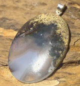 Colgante de plata de ley 925 con gema de ágata musgosa, calidad A - #7458 - seelensteinchen