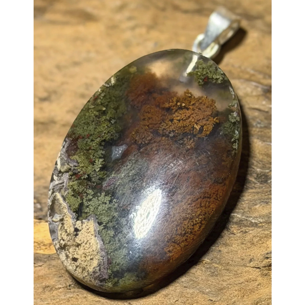 Moosachat Edelstein Schmuck Ketten Anhänger A Qualität - 925er Silber #7458 - seelensteinchen