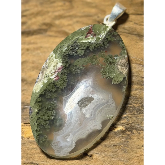 Moosachat Edelstein Schmuck Ketten Anhänger A Qualität - 925er Silber #7459 - seelensteinchen
