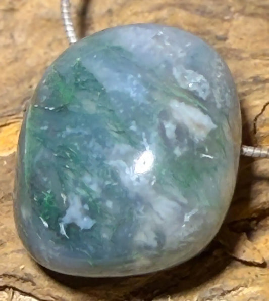 Moosachat Trommelstein Edelstein Schmuck Ketten Anhänger - A Qualität #5889 - seelensteinchen