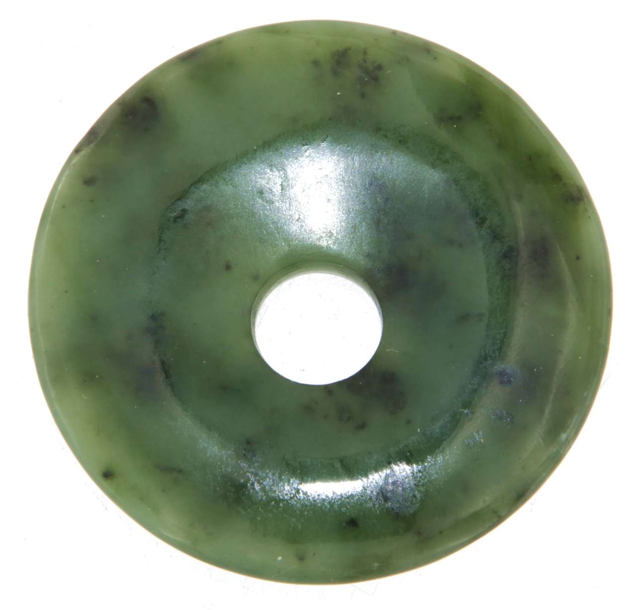 Nephrit Jade Donut - PI Scheibe - Edelstein Schmuck Ketten Anhänger 30mm - A Qualität #6366