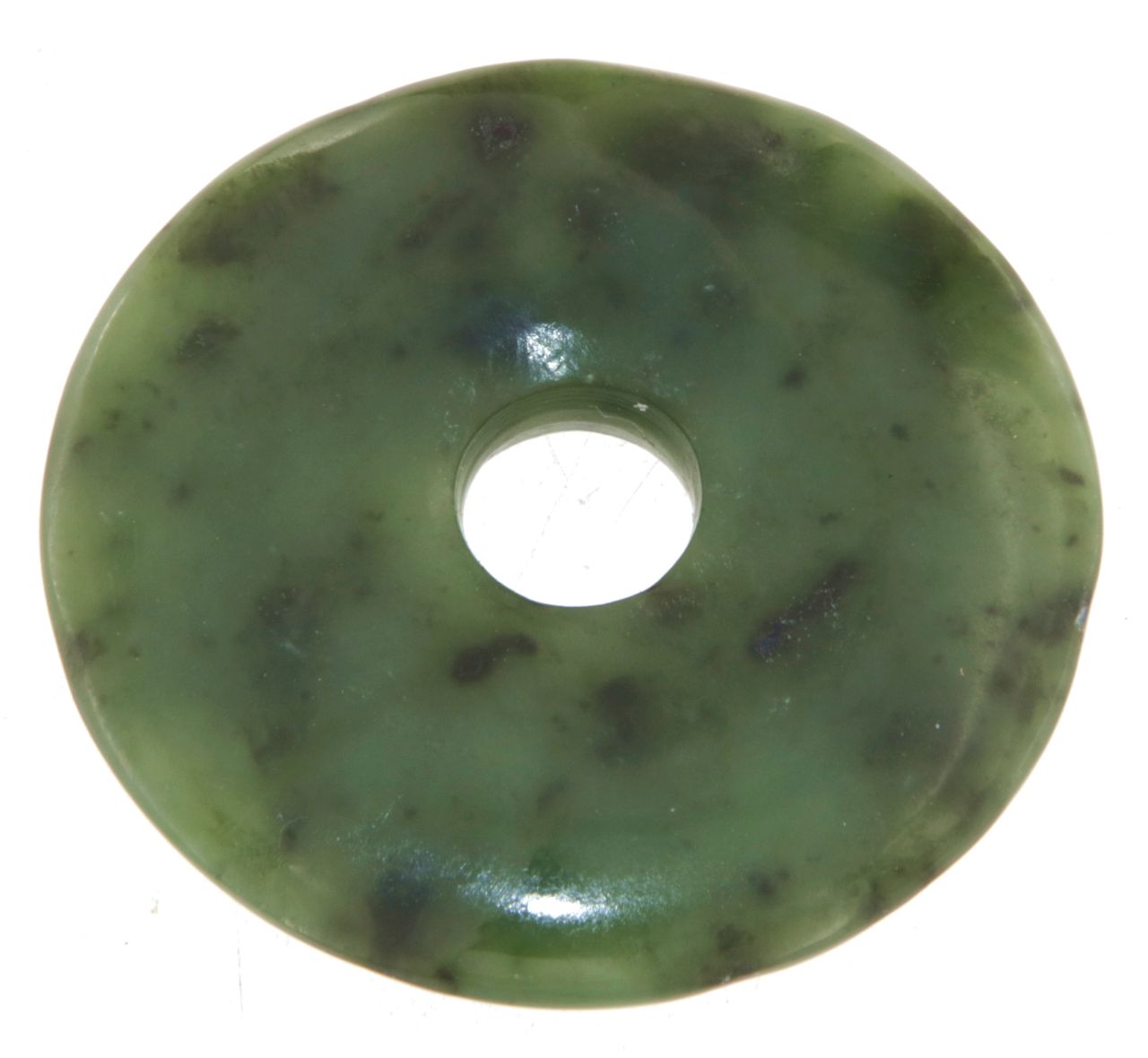 Nephrit Jade Donut - PI Scheibe - Edelstein Schmuck Ketten Anhänger 40mm - A Qualität #6367