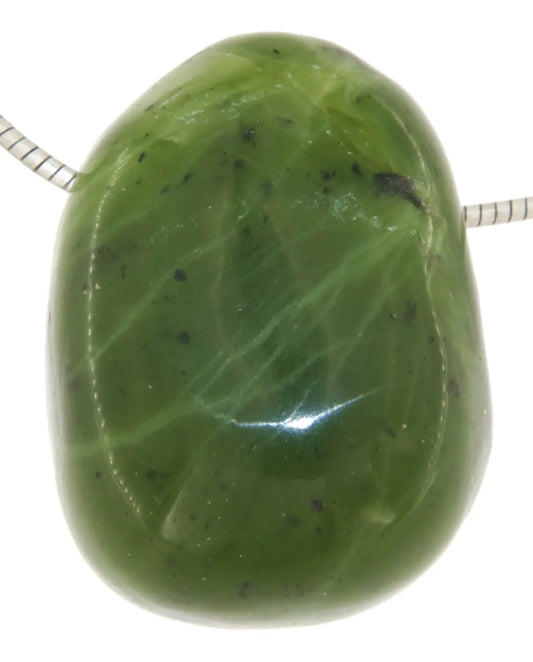 Nephrit Jade Trommelstein Schmuck Ketten Anhänger - Edelstein A Qualität #7044 - seelensteinchen