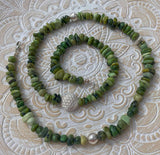 edles Edelstein Kette - Collier aus Nephrit Jade - Blume des Lebens - Edelsteinkette - 925er Silber Schmuck #0017