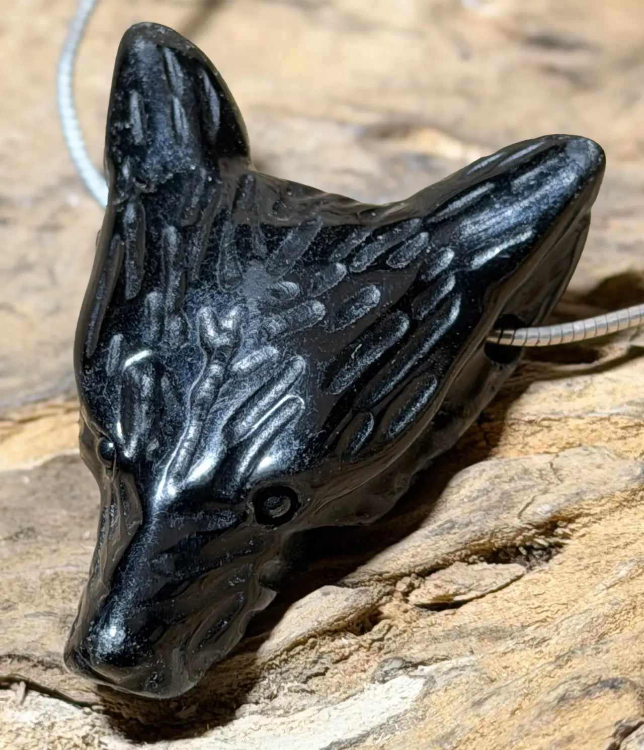 Wolf Obsidian Schmuck Anhänger Wolfskopf - A Qualität #7422 - seelensteinchen